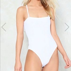 Nasty gal white ribbed cami bodysuit